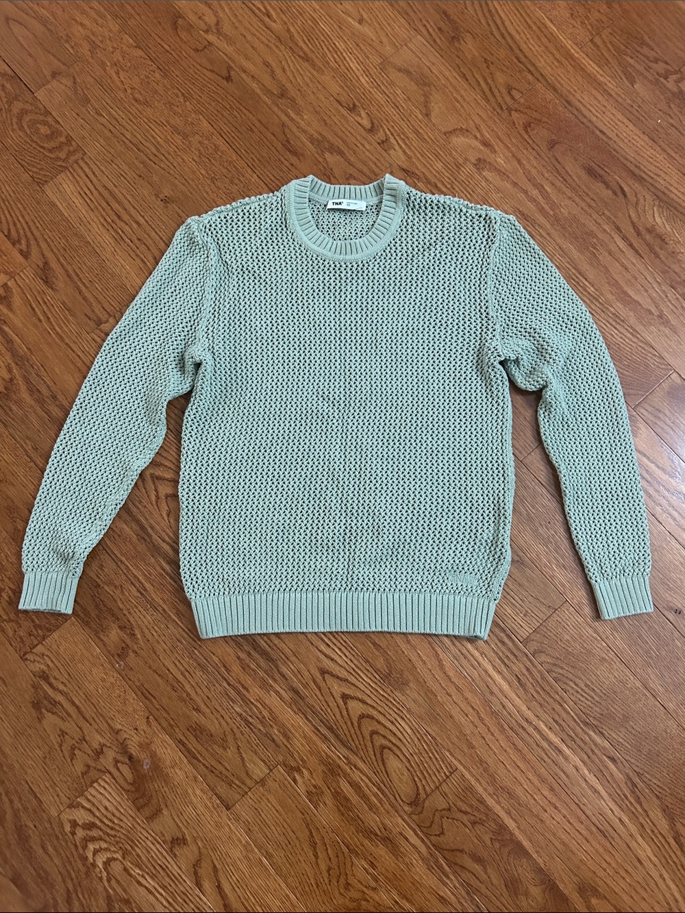 Woman Aritzia Light Sage Knit Crewneck Sweater organic cotton